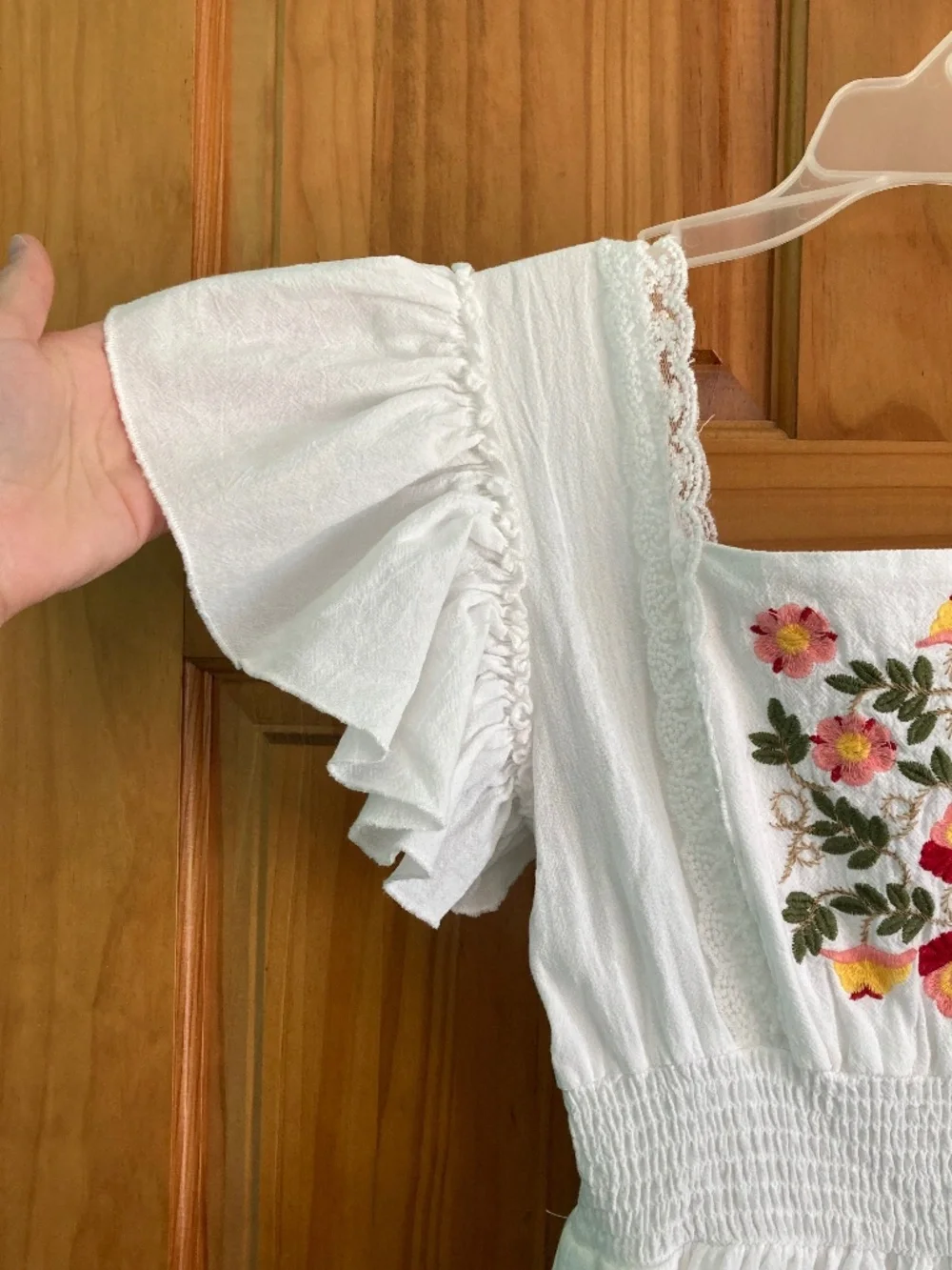 Women’s size small SHEIN white cottage core dress with embroidery - Picture 4 of 15
